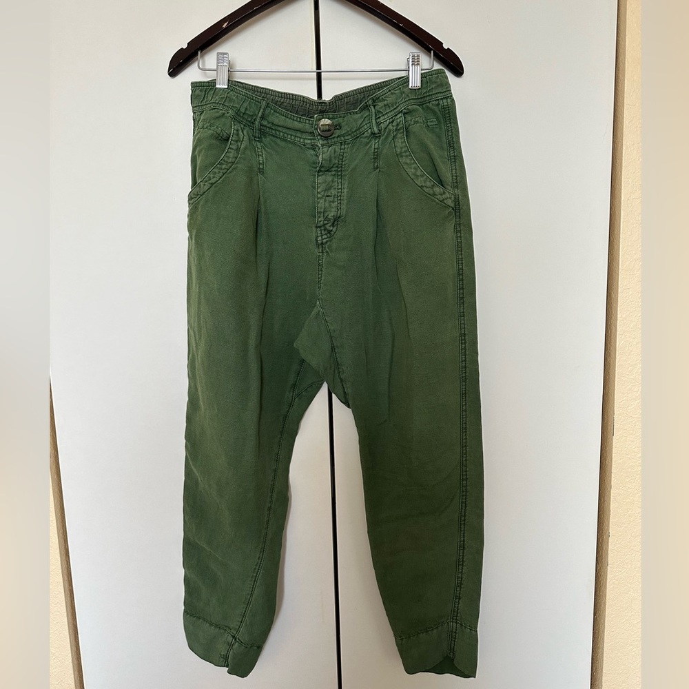 Free People Green Tencel/Linen Pants 8